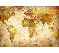 decomonkey carta da parati Mappamondo 400x280 cm fotomurali non tessuto murale XXL Poster moderna decorazione Carta per pareti Carta Geografica Vecchio Retro Vintage colorato beige