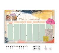 decomonkey Pannello in fibra con 50 puntine 120x80 cm - Decorativo per Parete Carta da viaggio con spille agenda settimanale Spagnolo