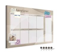 decomonkey Pannello in fibra con 50 puntine 120x80 cm - Decorativo per Parete Carta da viaggio con spille agenda settimanale progettista marrone-beige Tedesco