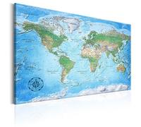 decomonkey Pannello in fibra per puntine 90 x 60 cm contiene 50 pin Mappa del mondo politico ENG tela Planisfero Bacheca e quadro su tela in uno