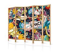 decomonkey Paravento Graffiti colorati di street, 5 pannelli, 225x171 cm | divisorio separè, per la separazione degli ambienti, casa, ufficio, spa