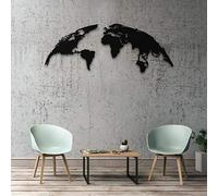 DecoMood - Mappa del mondo in metallo, decorazione da parete 3D, decorazione da parete in metallo, per casa, ufficio, camera da letto, soggiorno, 98 x 54 cm