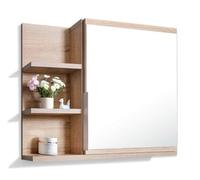 DecoNest Armadietto a specchio 60x50 cm, rovere Sonoma, ripiani, specchio da bagno, pensile - Sinistra