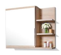 DecoNest Armadio con specchio 60 x 50 cm, in rovere Sonoma, armadietto da bagno con ripiani, specchio da bagno, pensile - destra