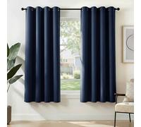 Deconovo Tende Camera da Letto Oscuranti per Interni 2 Pezzi 160 CM Altezza, Tende Termiche Isolanti Tinta Unita con Occhielli, 132x160 CM (Larghezza x Altezza), Blu Navy