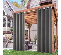 Deconovo Tende da Sole per Esterno con Anelli - Tenda Oscurante Termica e Idrorepellente per Gazebo, Balcone, Patio e Soggiorno, 2 Pezzi 132x214 CM, Grigio Chiaro