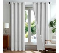 Deconovo Tende Oscuranti 100% con Occhielli - Set di 2 Pannelli 140x180 cm Bianco Sporco, Tende per Interni Moderne per Camera da Letto e Soggiorno