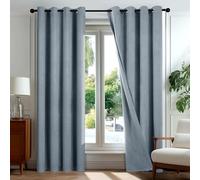Deconovo Tende Oscuranti 100% con Occhielli - Set di 2 Pannelli 140x214 cm Blu Grigio, Tende per Interni Moderne per Camera da Letto e Soggiorno