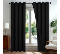 Deconovo Tende Oscuranti 100% con Occhielli - Set di 2 Pannelli 140x240 cm Nero, Tende per Interni Moderne per Camera da Letto e Soggiorno