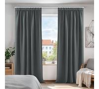 Deconovo Tende Oscuranti con Fettuccie per Interni 2 Pezzi, 140x175 CM, Isolamento Termico e Acustico, Tessuto Resistente e Opaco, Certificato OEKO-TEX, per Camera da Letto e Soggiorno, Grigio Scuro