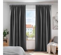 Deconovo Tende Oscuranti con Fettuccie per Interni 2 Pezzi, 140x180 CM, Isolamento Termico e Acustico, Tessuto Resistente e Opaco, Certificato OEKO-TEX, per Camera da Letto e Soggiorno, Grigio Scuro