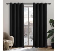 Deconovo Tende Oscuranti per Interni, 2 Pannelli, 135x240 cm, Nero | Termiche Isolanti Caldo e Freddo, Attenuano i Rumori, Moderne ed Eleganti con Occhielli, per Camera e Soggiorno