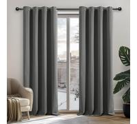 Deconovo Tende Oscuranti per Interni 2 Pezzi 160 CM Altezza, Termiche Isolanti, Anti-Rumore, con Anelli, Ideali per Camera da Letto e Soggiorno, 132x160 CM, Grigio Chiaro