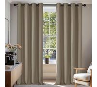 Deconovo Tende Oscuranti per Interni 2 Pezzi 160 CM Altezza, Termiche Isolanti, Anti-Rumore, con Anelli, Ideali per Camera da Letto e Soggiorno, 132x160 CM, Cachi