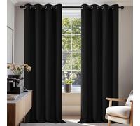 Deconovo Tende Oscuranti per Interni 2 Pezzi 214 CM Altezza, Tende Soggiorno Moderne Termiche per Casa, con Occhielli, 132x214 CM (Larghezza x Altezza), Nero