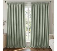 Deconovo Tende Oscuranti per Interni con Fettuccia - 3 Modi di Montaggio, Tessuto Termico Morbido per Camera da Letto e Soggiorno, Certificato OEKO-TEX, 2 Pannelli 300x245 cm, Verde Salvia