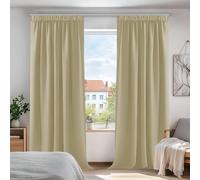 Deconovo Tende Oscuranti per Interni con Fettuccia, Termiche Isolanti - 3 Modi di Montaggio, per Camera da Letto e Soggiorno, 2 Pannelli 140x300 cm, Beige Scuro, Certificato OEKO-TEX