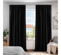 Deconovo Tende Oscuranti per Interni con Fettuccia, Termiche Isolanti - 3 Modi di Montaggio, per Camera da Letto e Soggiorno, 2 Pannelli 140x300 cm, Nero, Certificato OEKO-TEX