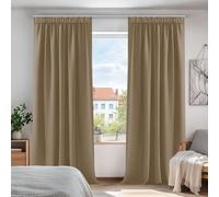 Deconovo Tende Oscuranti per Interni con Fettuccia, Termiche Isolanti - 3 Modi di Montaggio, per Camera da Letto e Soggiorno, 2 Pannelli 140x300 cm, Cachi, Certificato OEKO-TEX