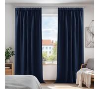Deconovo Tende Oscuranti per Interni con Fettuccia, Termiche Isolanti - 3 Modi di Montaggio, per Camera da Letto e Soggiorno, 2 Pannelli 140x300 cm, Blu Navy, Certificato OEKO-TEX