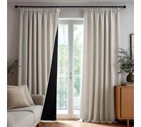 Deconovo Tende Oscuranti per Interni con Nastro Arricciato, Set da 2 Tende Opaque Termiche Effetto Lino per Soggiorno e Camera da Letto, Isolanti dal Caldo e Freddo, 140x160 cm, Lino