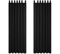 Deconovo Tende Oscuranti per Interni con Passanti, 2 Pannelli, 140x175 cm | Termiche Isolanti, Moderne ed Elegante, per Camera da Letto e Soggiorno, Certificato OEKO-TEX, Nero