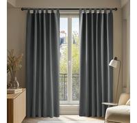 Deconovo Tende Oscuranti per Interni con Passanti, 2 Pannelli, 140x175 cm | Termiche Isolanti, Moderne ed Elegante, per Camera da Letto e Soggiorno, Certificato OEKO-TEX, Grigio Scuro