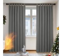 Deconovo Tende Oscuranti per Interni con Passanti, 2 Pannelli, 140x210 cm | Termiche Isolanti, Moderne ed Elegante, per Camera da Letto e Soggiorno, Certificato OEKO-TEX, Grigio Chiaro