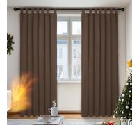 Deconovo Tende Oscuranti per Interni con Passanti, 2 Pannelli, 140x220 cm | Termiche Isolanti, Moderne ed Elegante, per Camera da Letto e Soggiorno, Certificato OEKO-TEX, Marrone