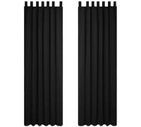 Deconovo Tende Oscuranti per Interni con Passanti, 2 Pannelli, 140x245 cm | Termiche Isolanti, Moderne ed Elegante, per Camera da Letto e Soggiorno, Certificato OEKO-TEX, Nero