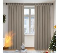 Deconovo Tende Oscuranti per Interni con Passanti, 2 Pannelli, 140x245 cm | Termiche Isolanti, Moderne ed Elegante, per Camera da Letto e Soggiorno, Certificato OEKO-TEX, Cachi