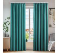 Deconovo Tende Oscuranti Termiche con Nastro a Matita - 2 Stili di Montaggio, Set di 2 Tende Moderne Isolanti per Camera da Letto e Soggiorno, 140x220 CM, Turchese