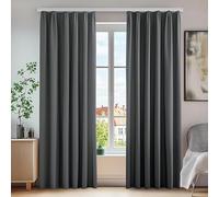 Deconovo Tende Oscuranti Termiche con Nastro a Matita - 2 Stili di Montaggio, Set di 2 Tende Moderne Isolanti per Camera da Letto e Soggiorno, 140x175 CM, Grigio Scuro