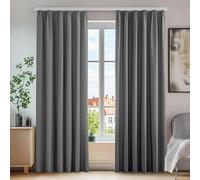 Deconovo Tende Oscuranti Termiche con Nastro a Matita - 2 Stili di Montaggio, Set di 2 Tende Moderne Isolanti per Camera da Letto e Soggiorno, 140x175 CM, Grigio Chiaro