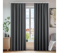 Deconovo Tende Oscuranti Termiche con Nastro a Matita - 2 Stili di Montaggio, Set di 2 Tende Moderne Isolanti per Camera da Letto e Soggiorno, 140x160 CM, Grigio Scuro