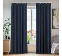 Deconovo Tende Oscuranti Termiche con Nastro a Matita - 2 Stili di Montaggio, Set di 2 Tende Moderne Isolanti per Camera da Letto e Soggiorno, 140x245 CM, Blu Navy