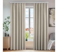 Deconovo Tende Oscuranti Termiche con Nastro a Matita - 2 Stili di Montaggio, Set di 2 Tende Moderne Isolanti per Camera da Letto e Soggiorno, 140x260 CM, Beige Chiaro
