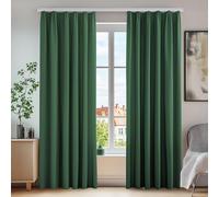 Deconovo Tende Oscuranti Termiche con Nastro a Matita - 2 Stili di Montaggio, Set di 2 Tende Moderne Isolanti per Camera da Letto e Soggiorno, 140x175 CM, Verde Scuro