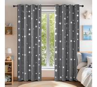 Deconovo Tende Oscuranti Termiche Isolanti con Stelle Stampate per Soggiorno e Camera da Letto Moderne Interni 2 Pezzi con Occhielli, 117x138 CM, Grigio Chiaro