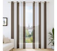 Deconovo Tende per finestra, larghezza 140 x 138 cm, larghezza x altezza, tenda per soggiorno e camera da letto, design moderno con occhielli, marrone, 2 pezzi