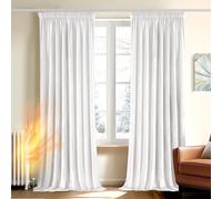 Deconovo Tende per Interni Eleganti in Velluto con Fettuccia 140x175 cm Bianco - Set di 2 Pannelli Moderni per Camera da Letto e Soggiorno, Morbide e Decorative