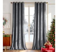 Deconovo Tende per Interni Eleganti in Velluto - Set di 2 Pannelli Moderni con Occhielli, 140x180 cm, Grigio, Decorative per Finestre di Camera da Letto, Salotto e Soggiorno