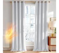 Deconovo Tende per Interni Eleganti in Velluto - Set di 2 Pannelli Moderni con Occhielli, 140x214 cm, Bianco, Decorative per Finestre di Camera da Letto, Salotto e Soggiorno