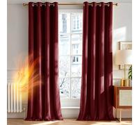 Deconovo Tende per Interni Eleganti in Velluto - Set di 2 Pannelli Moderni con Occhielli, 140x260 cm, Vino, Decorative per Finestre di Camera da Letto, Salotto e Soggiorno
