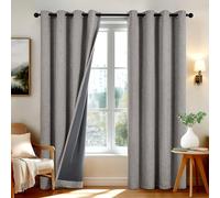 Deconovo Tende per Interni Oscuranti 100% con Occhielli - Set di 2 Tende Termiche Isolanti in Tessuto Effetto Lino, 140x214 cm, Marrone, per Camera da Letto e Soggiorno