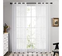 Deconovo Tende Trasparenti Camera da Letto Moderne per Interni con Occhielli 132x242cm Bianco 2 Pannelli