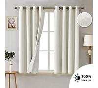 Deconovo Total Blackout Curtains Coppia di Tende oscuranti con Occhielli in Finto Lino termoisolanti per Camera da Letto con Rivestimento Posteriore, Beige, 46 x 54 inch