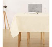Deconovo Tovaglia Impermeabile per Cucina Tinta Unita per Tavoli Rotondi e Rettangolare in Tessuto Oxford 1 Pezzo per Confezione per Sala da Pranzo 130x130 CM Beige