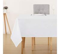 Deconovo Tovaglia Impermeabile per Cucina Tinta Unita per Tavoli Rotondi e Rettangolare in Tessuto Oxford 1 Pezzo per Confezione per Sala da Pranzo 137x274 CM Bianco