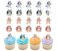 DecoPac Bluey So Much Fun Rings, 24 Cupcake Decorations Featuring Bluey, Bingo, Bandit, and Chilli, 3D Food Safe Cake Toppers - 24 Pack